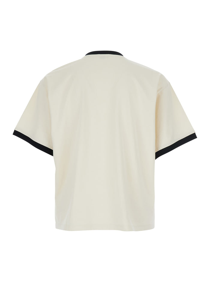 White T-Shirt With Mudusa Doblone Print On The Front Cotton For Men Tshirts And Polo Shirts