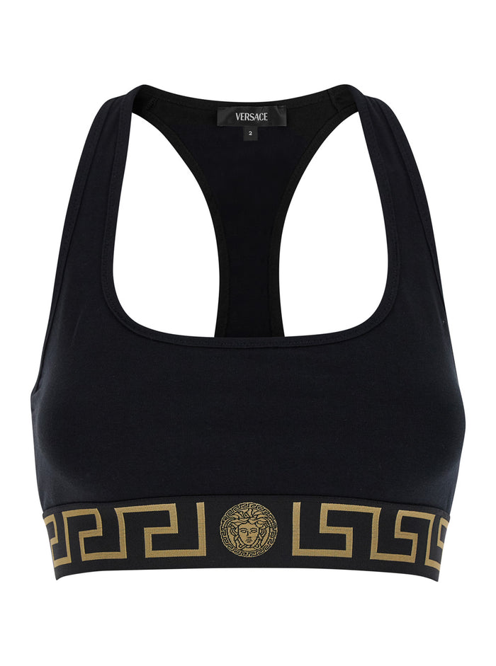 Top Sport Black With Tech Fabric Logo For Women Tops