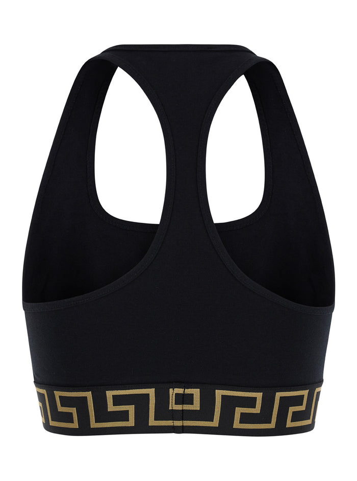 Top Sport Black With Tech Fabric Logo For Women Tops
