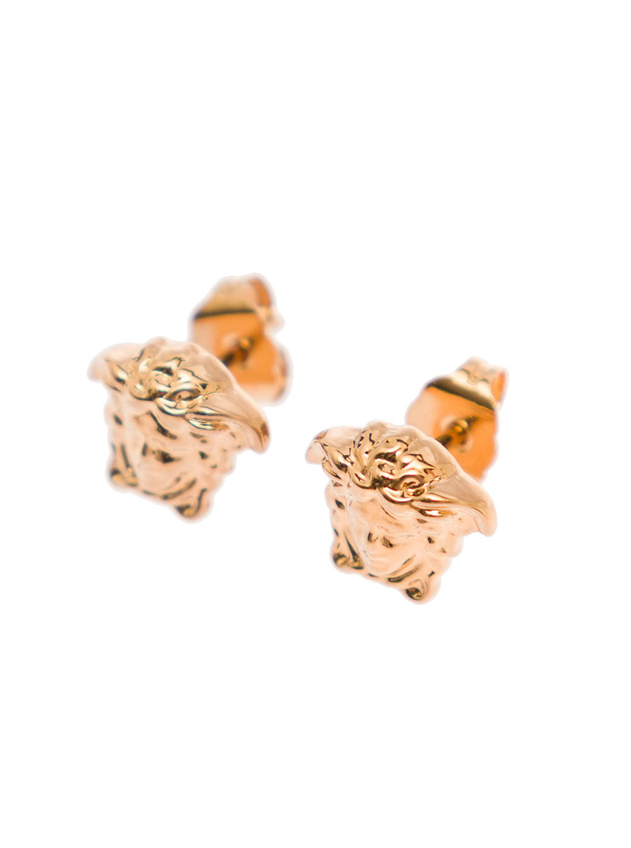 Earrings Medusa Head Gold Brass Metallic Metal