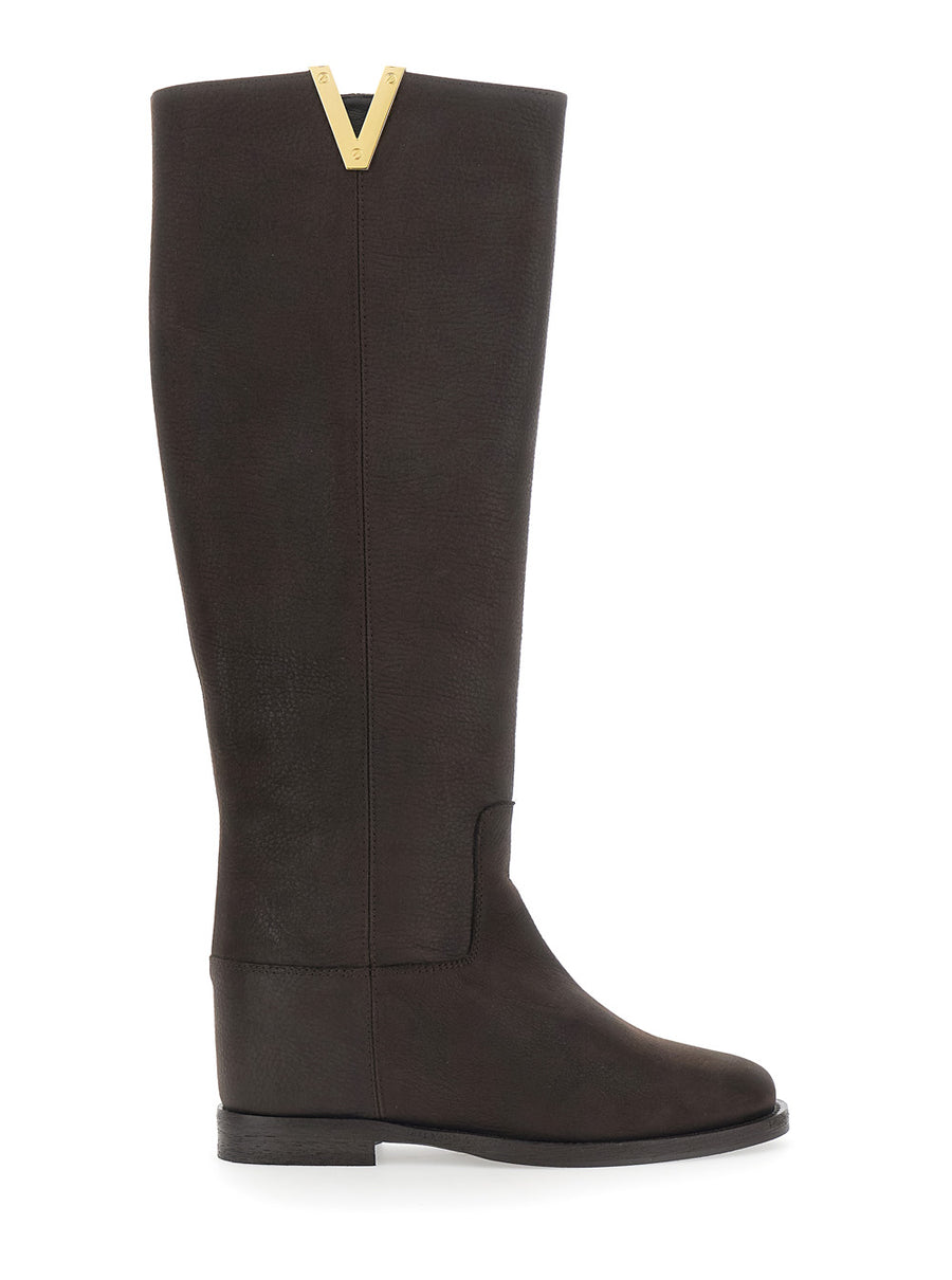 Boots Suede Brown With Metallic V