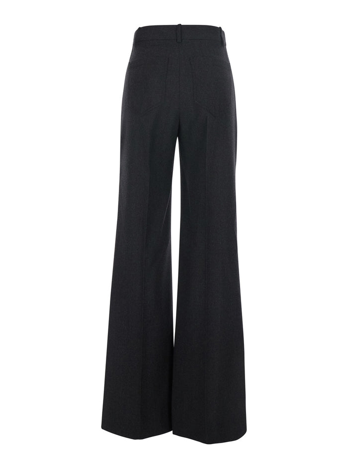 Alina Grey Pants With Patch Pockets On The Front Wool For Women Trousers