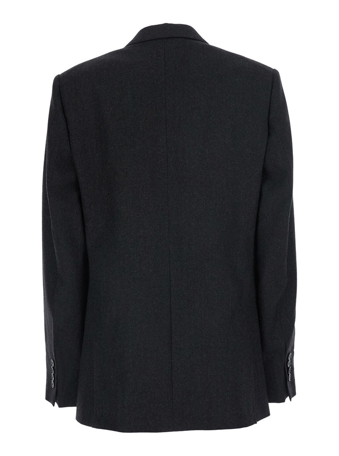 Beatrice Jacket With Notched Revers Collar And Long Sleeves Grey Wool For Women Blazers