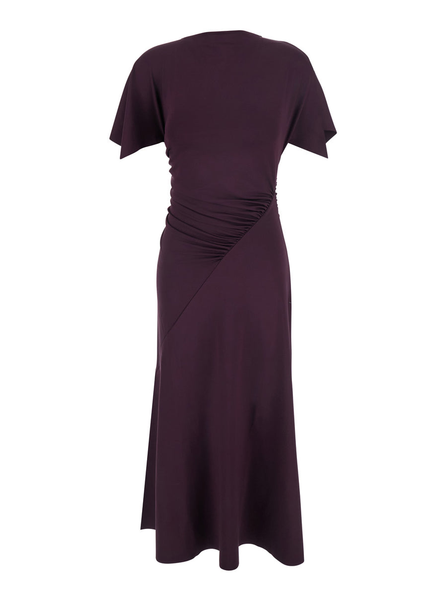 Cap Sleeve Dress Burgundy Polyester