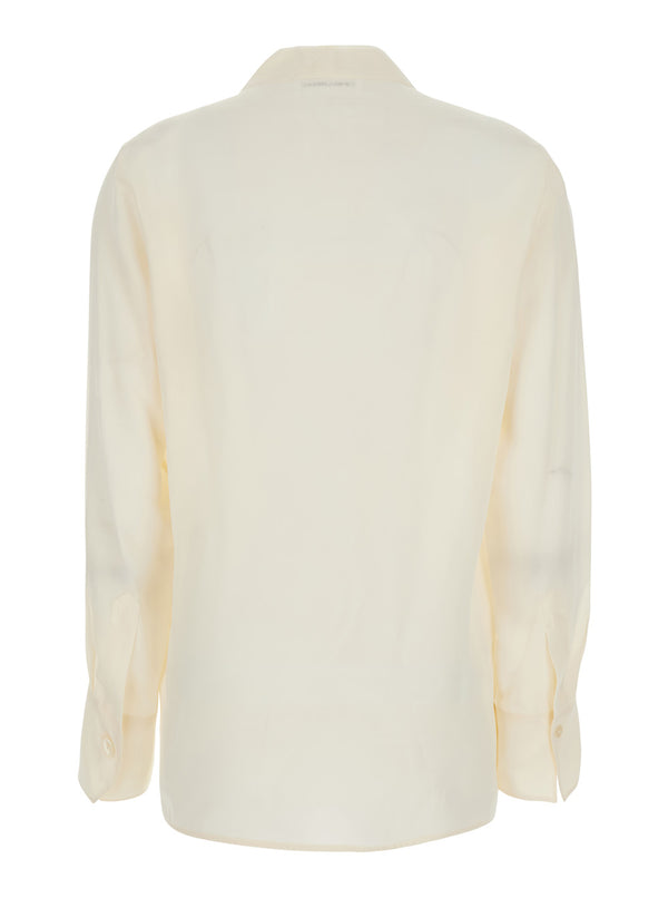 Blouse V-Neck Silk White Blouses