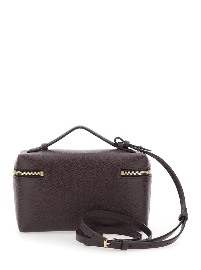 Bordeaux Crossbody Bag With Logo Lettering On The Front And Adjustable Removable Strap Leather For Women Calf