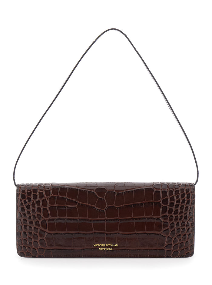 Dorian East-West Clutch With Zip And Leather Pockets Brown Woman Calf Shoulder Bags