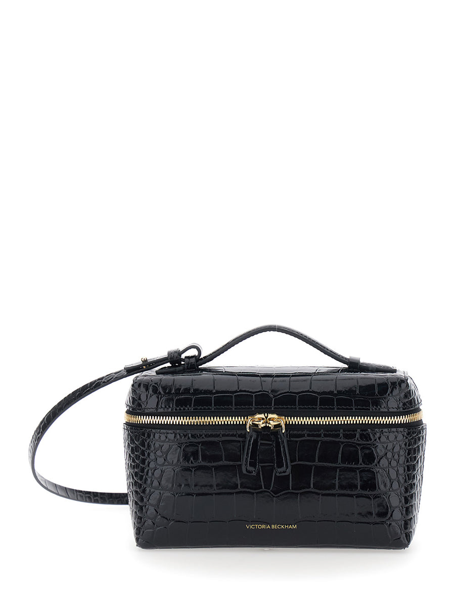 Crossbody Bag Black Patent Leather Calf Shoulder
