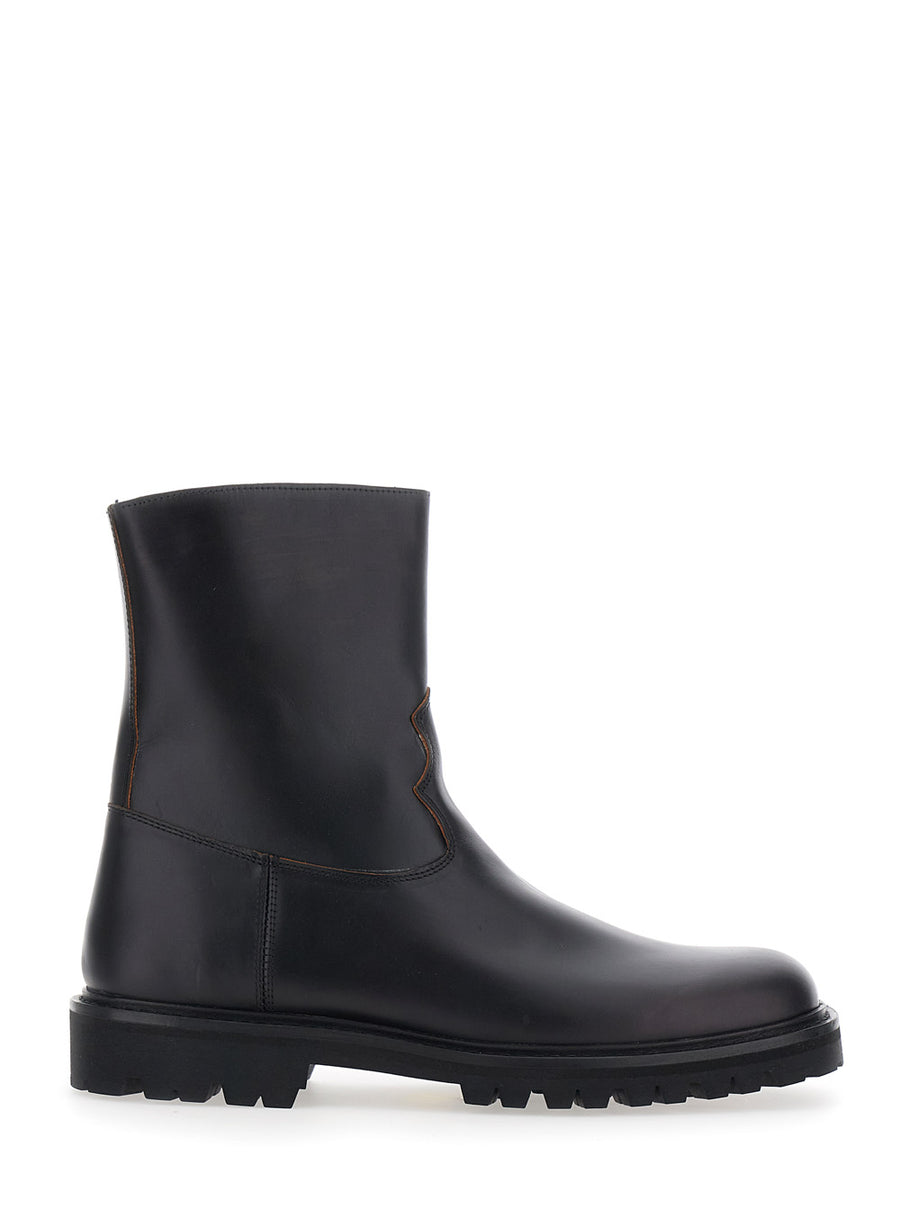 High-Top Ankle Boots Black Leather