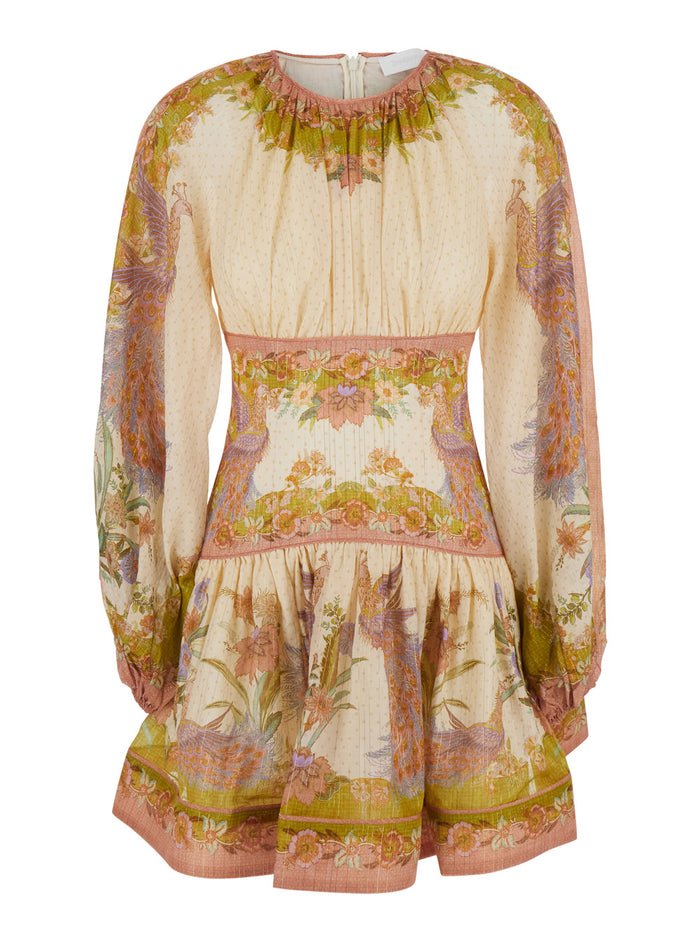 Indra Mini Dress With Silk And Multicolored Cotton Details For Women Metallised Fibre