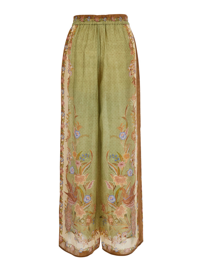 Indra Relaxed Pant With Fit Multicolor Silk For Women Trousers