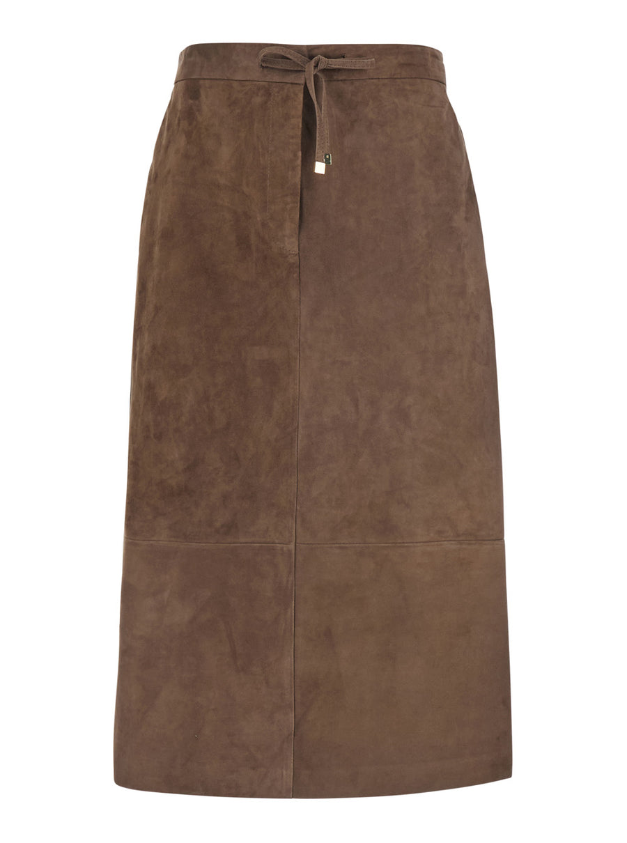 Midi Skirt Gazza Brown Suede Lambskin