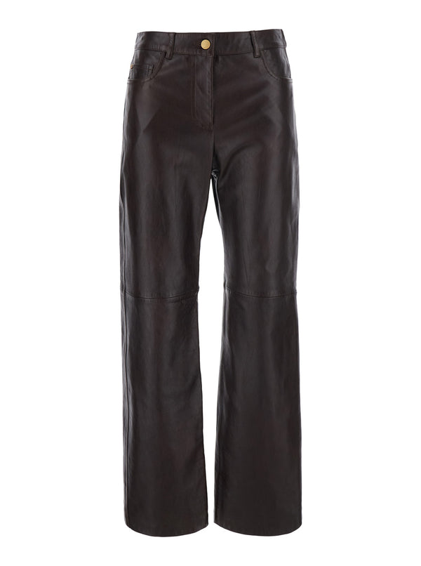 Trousers Pesca Brown Leather Lamb