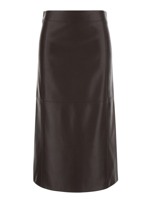 Midi Skirt Crisma Leather Brown Polyester