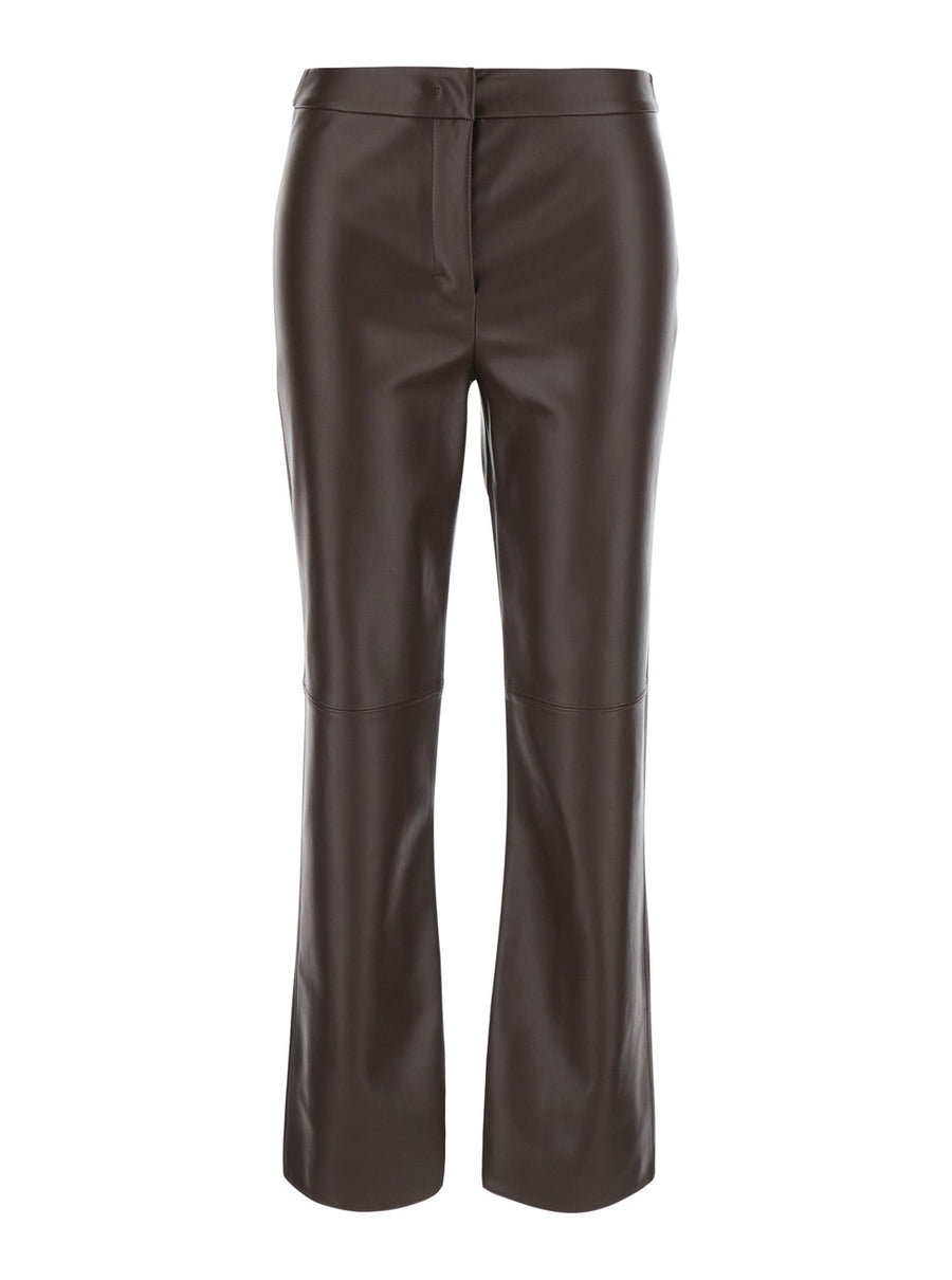 Flared Trousers Sublime Brown Ecoleather Polyester