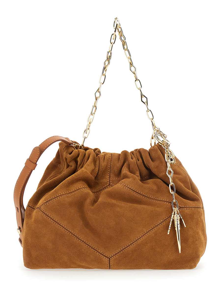 Shoulder Bag Beige Suede