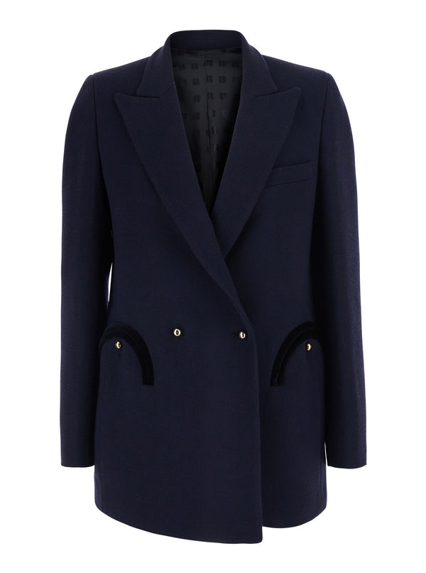 Double-Breasted Jacket Resolute Blue Cotton Blazers