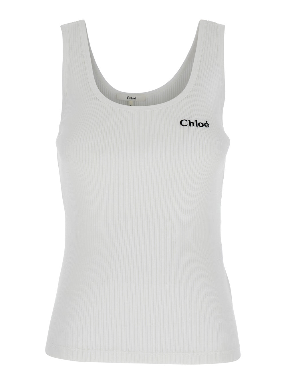 Top With Embroidered Logo On The Front White Cotton For Women Tops