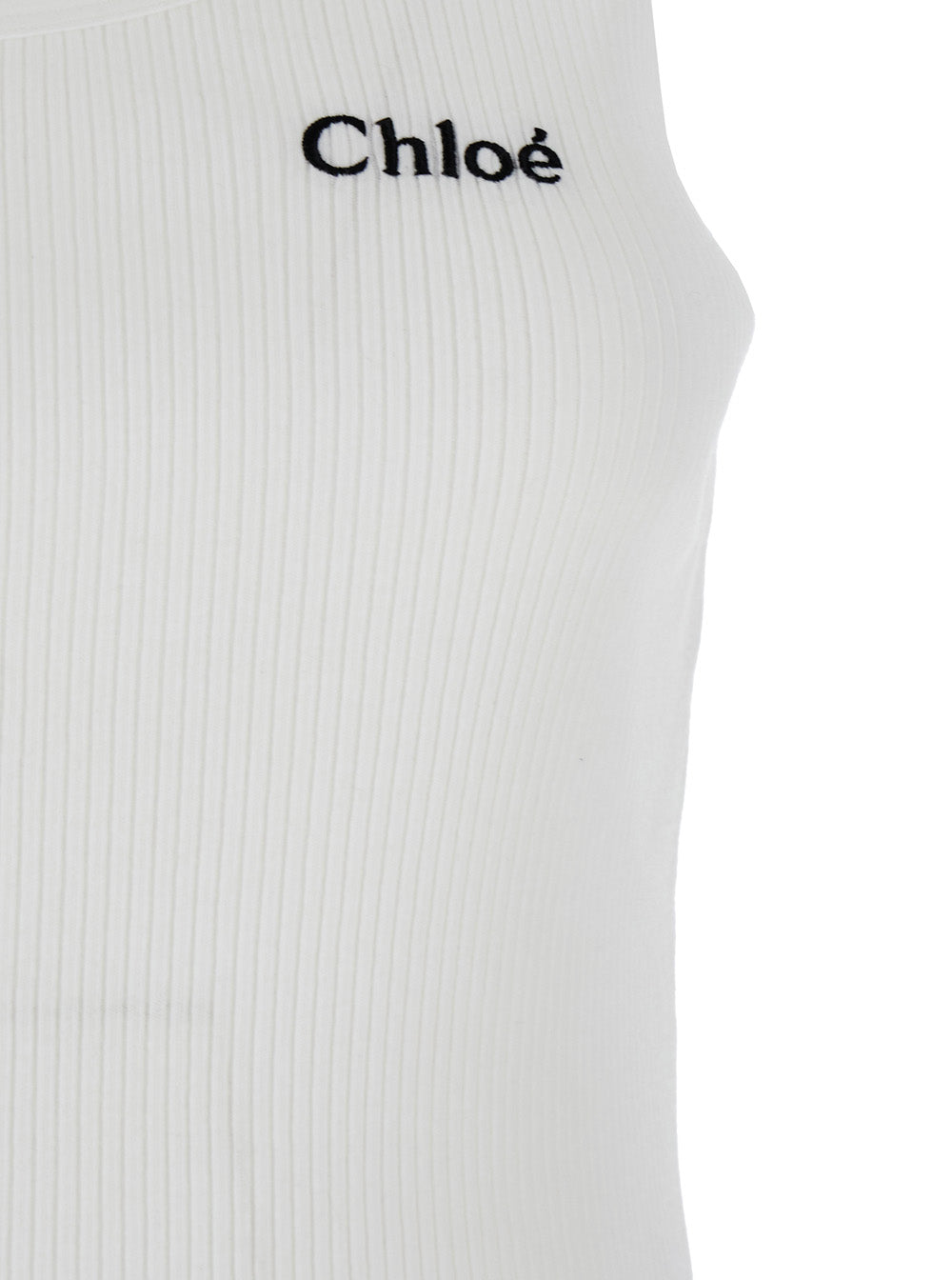Top With Embroidered Logo On The Front White Cotton For Women Tops