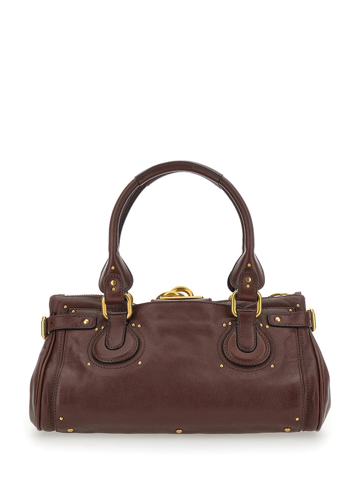 Crossbody Bag Paddington With Oversized Lock And C-Shaped Buckles Brown Garnet Leather For Women Shoulder