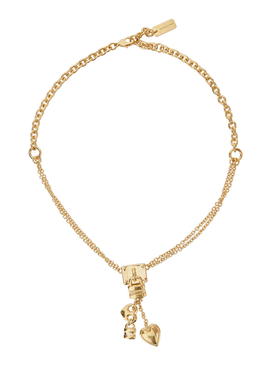 Necklace With Pendant Charms, Gold-Coloured Brass Metallic Necklaces