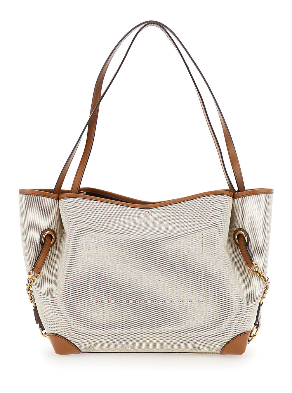 Clover Brown Tote Bag With Logo Lettering On The Front And Magnetic Closure Cotton For Women