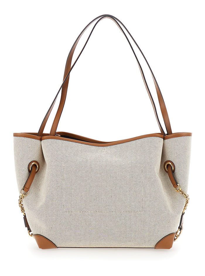 Clover Brown Tote Bag With Logo Lettering On The Front And Magnetic Closure Cotton For Women