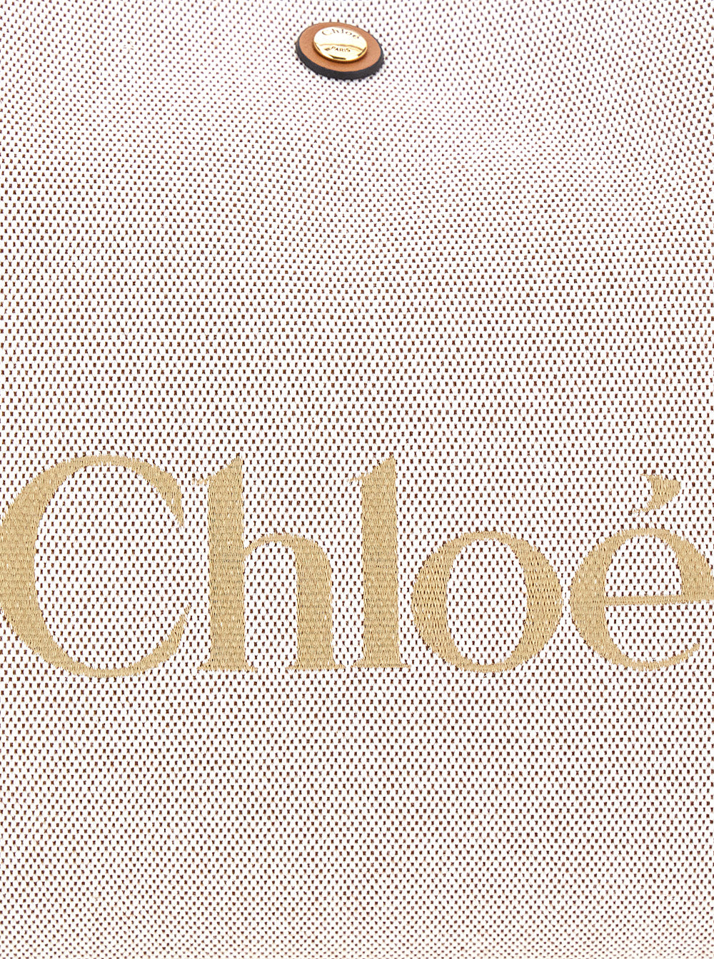 Clover Brown Tote Bag With Logo Lettering On The Front And Magnetic Closure Cotton For Women