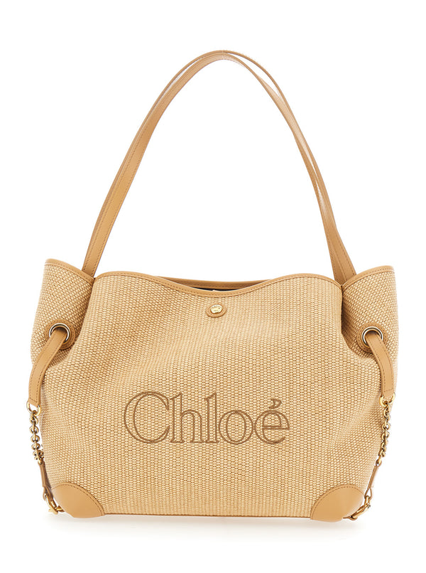 Tote Bag Clover Beige Fabric (raffia Effect)