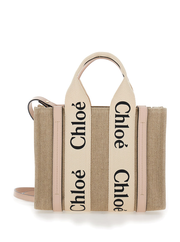 Tote Bag Woody Beige Linen Shoulder