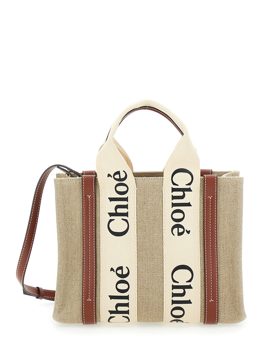 Tote Bag Woody Beige Linen Shoulder