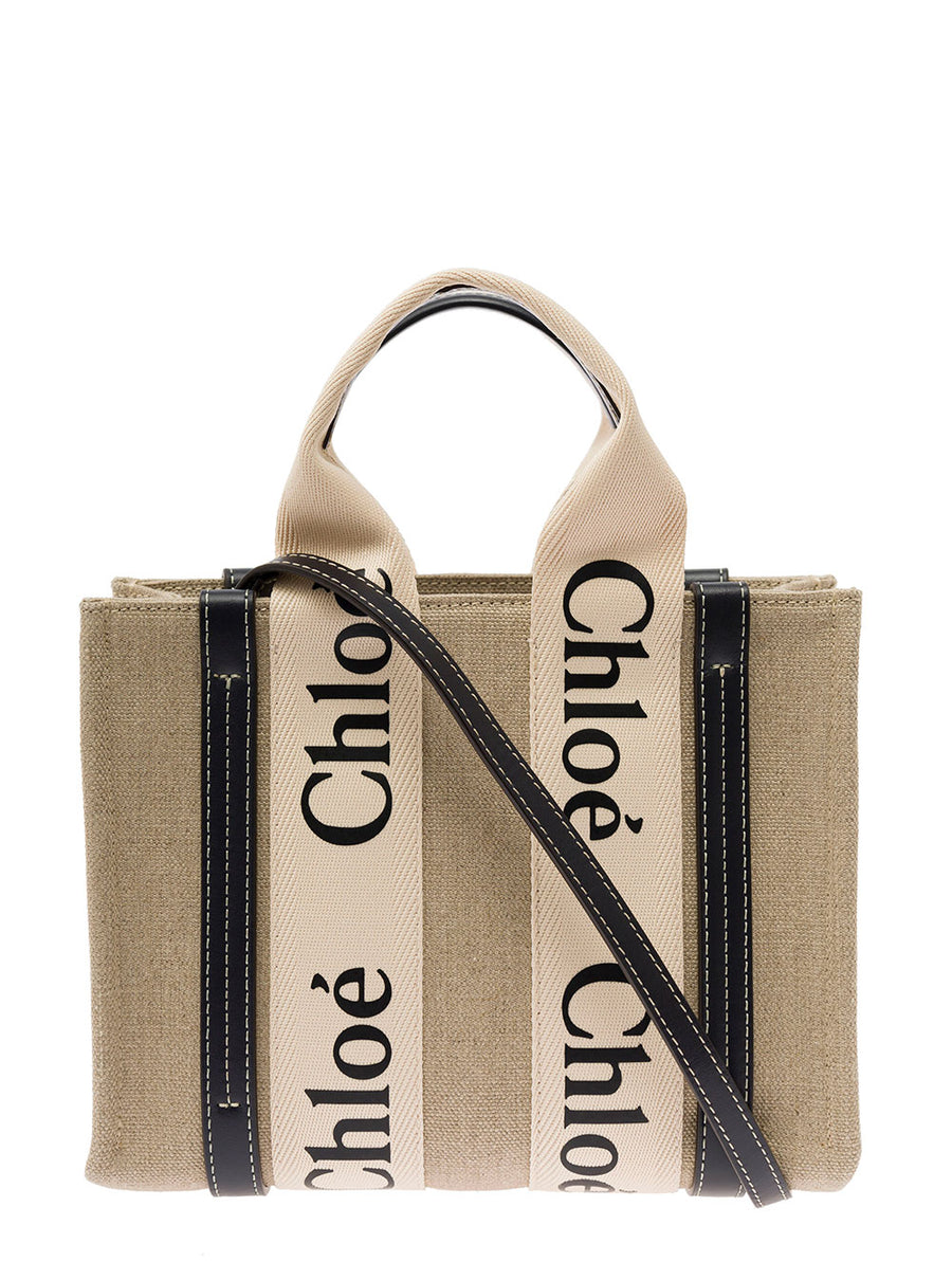 Tote Bag Woody Beige Linen Shoulder