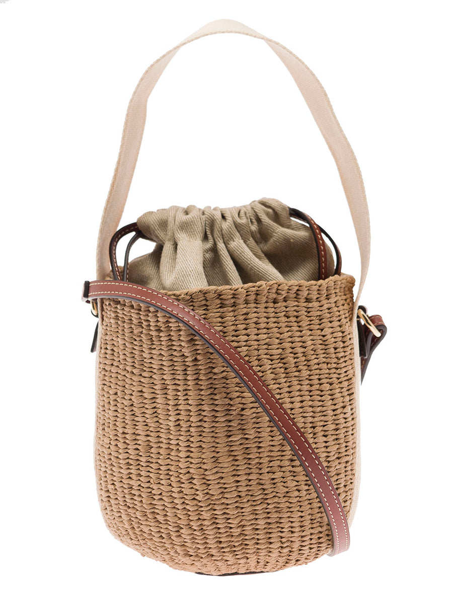Handbag Woody Beige Raffia Paper Shoulder Bags