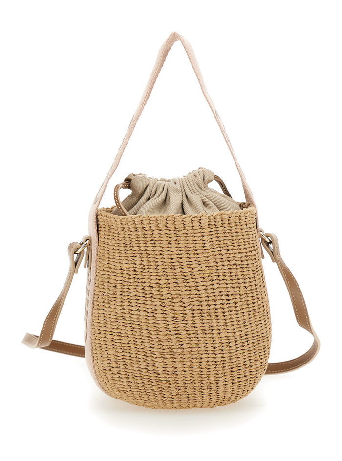 Handbag Woody Small With Drawstring Closure Raffia Beige Woman Textile Paper Hand Bags