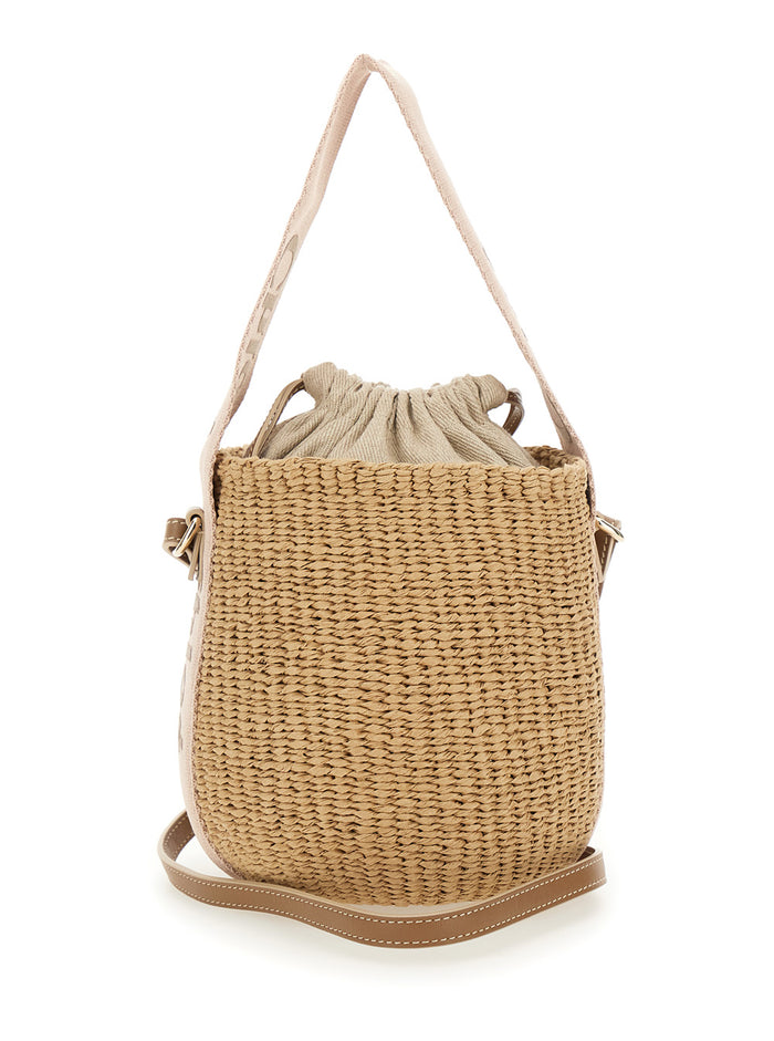 Handbag Woody Small With Drawstring Closure Raffia Beige Woman Textile Paper Hand Bags