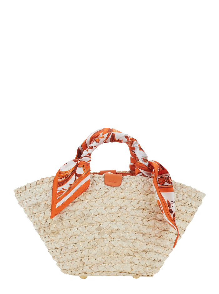 Coffa Maiolica Print Orange Hand Bags