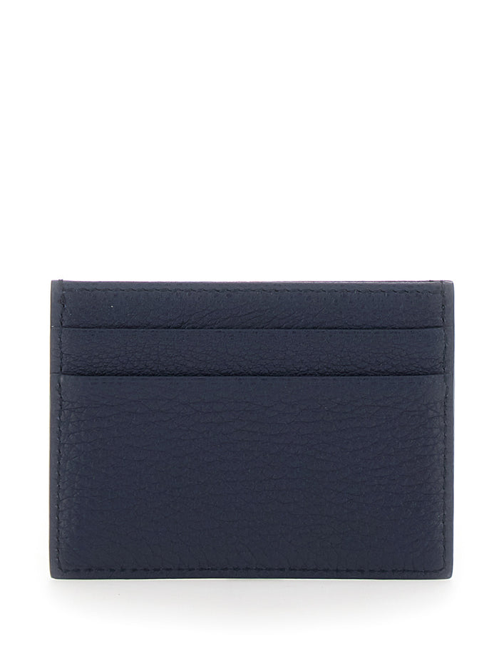 Grained Logo Trochon Dg Blu Leather Products