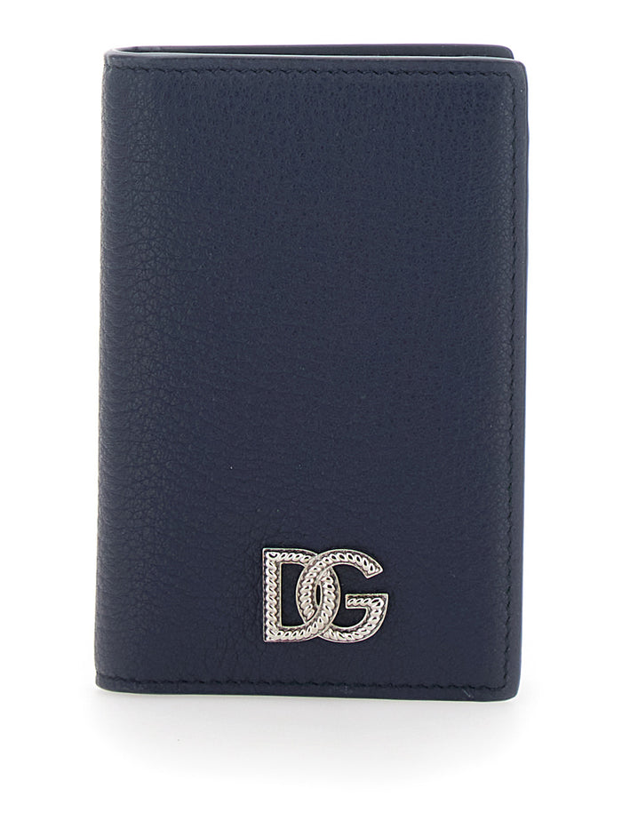 Grained Logo Trochon Dg Blu Leather Products