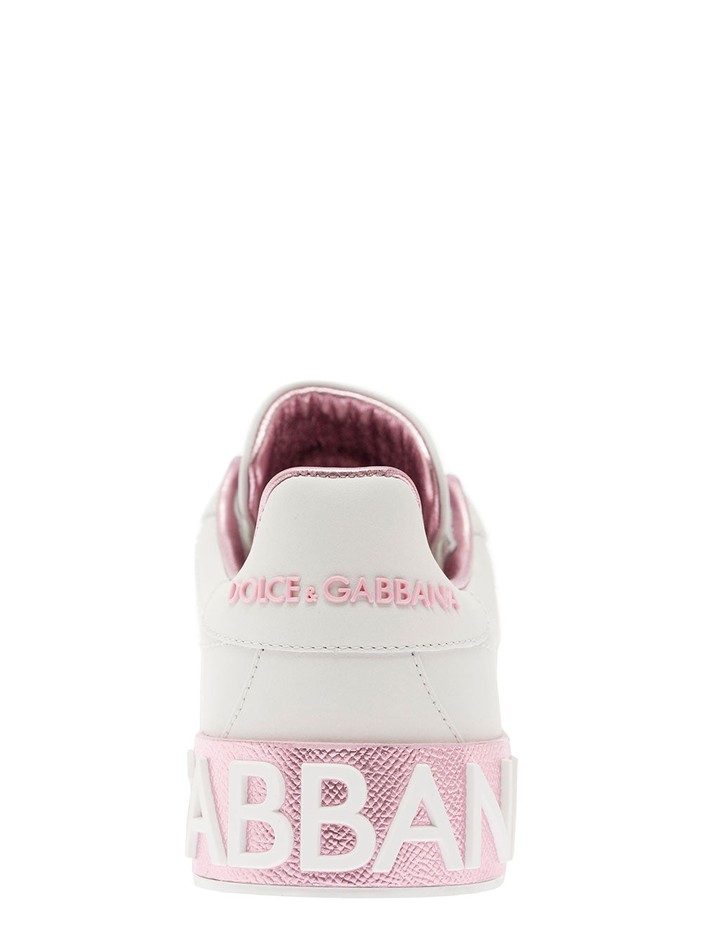 Portofino White And Pink Low Top Sneakers With Logo Leather Woman