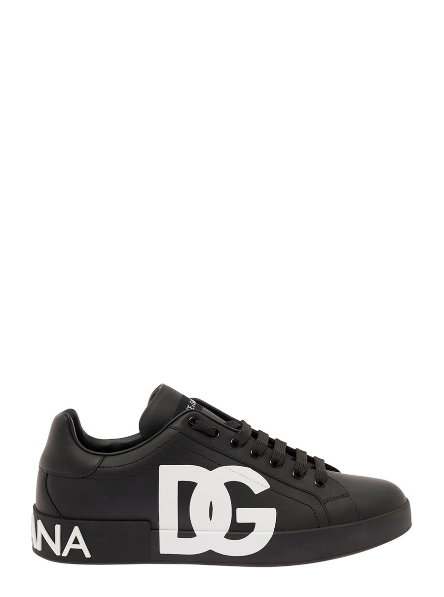 Sneakers Portofino White-Black Leather Polyester Trainers
