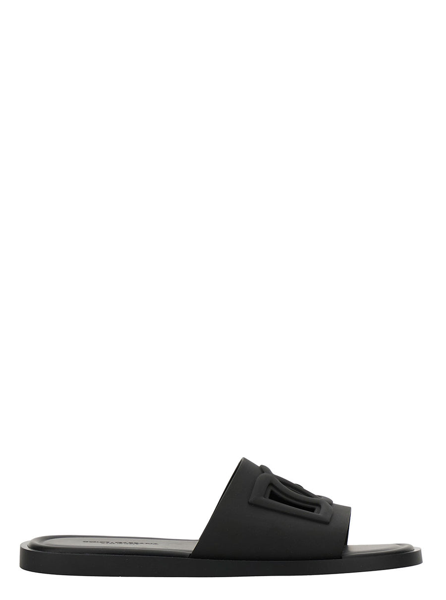 Sandals Slip-On Rubber Logo Black Thermoplastic Polyurethane