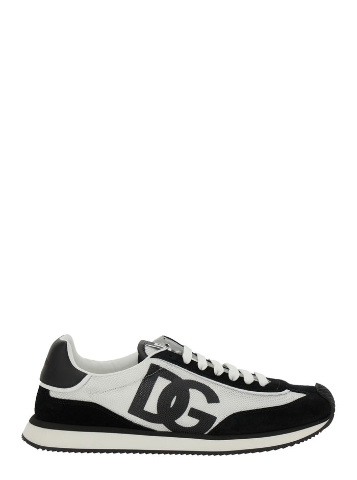 Sneaker Aria With Logo Patch On The Tongue And Side White Black Leather Men White/black Lamb Sheep