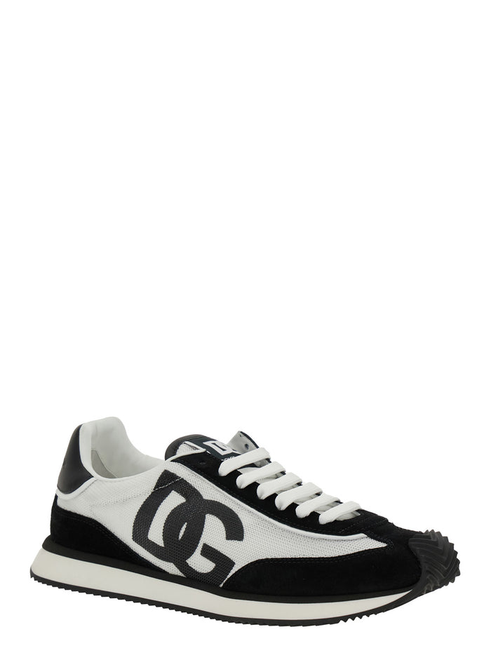 Sneaker Aria With Logo Patch On The Tongue And Side White Black Leather Men White/black Lamb Sheep