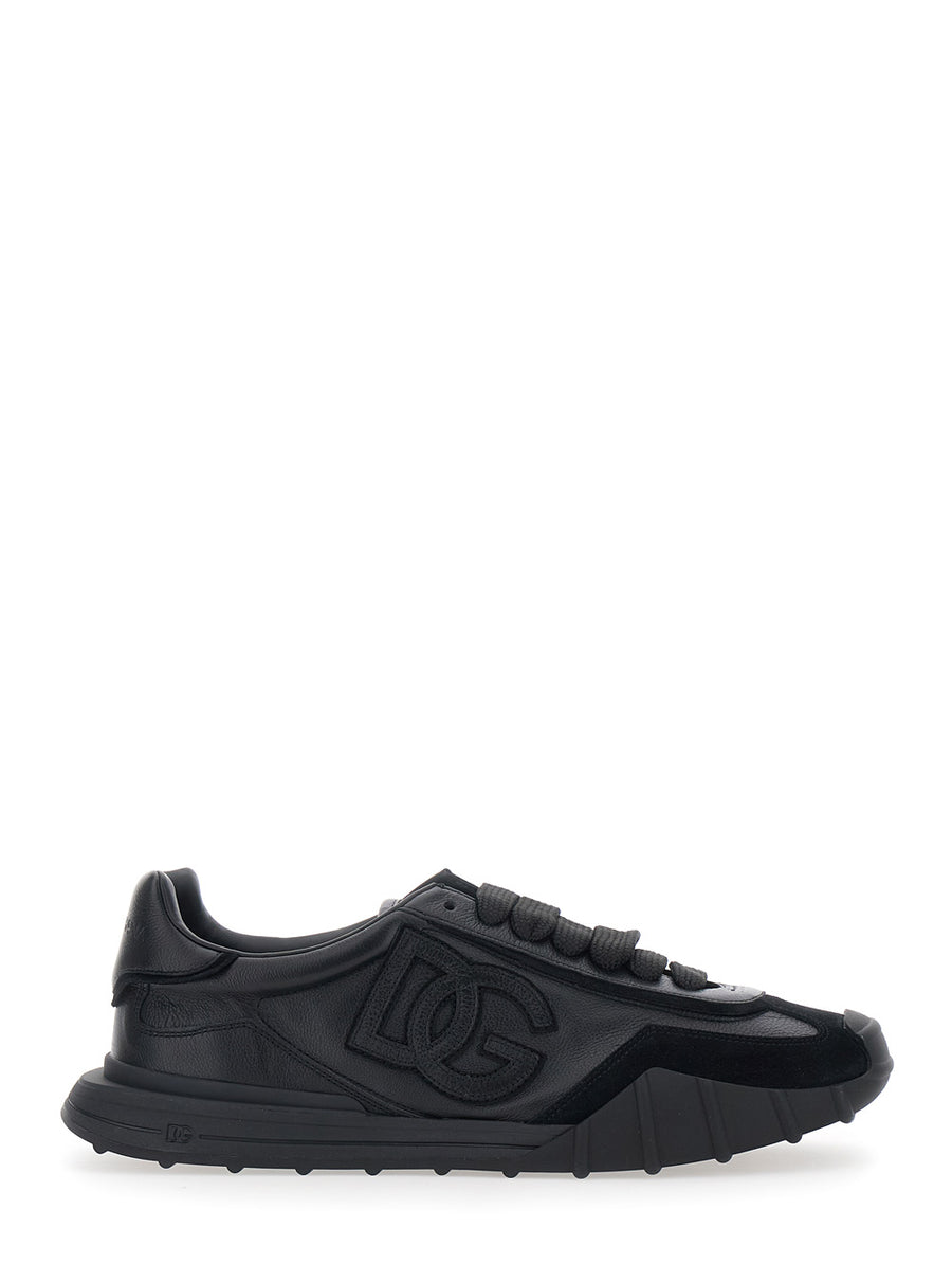 Low Top Leather Sneakers Black Trainers