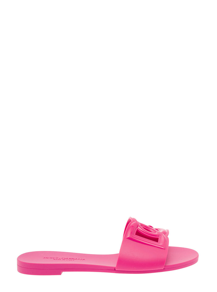 Fuchsia Flats With Cut-Out Band And Dg Logo Soft Rubber Woman Fuxia Flat Shoes