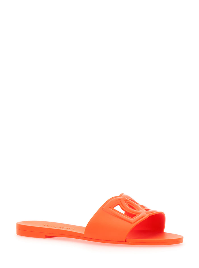Cutout Jelly Slides Orange Flat Shoes