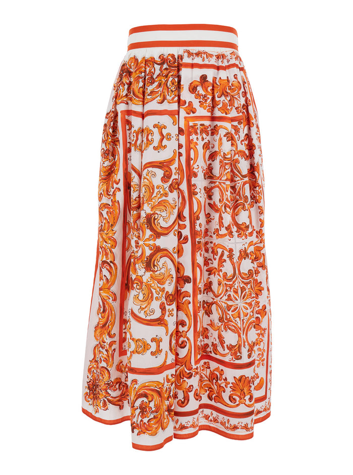 Maiolica Midi Skirt Orange