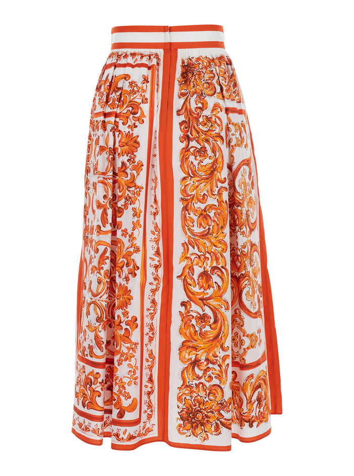 Maiolica Midi Skirt Orange