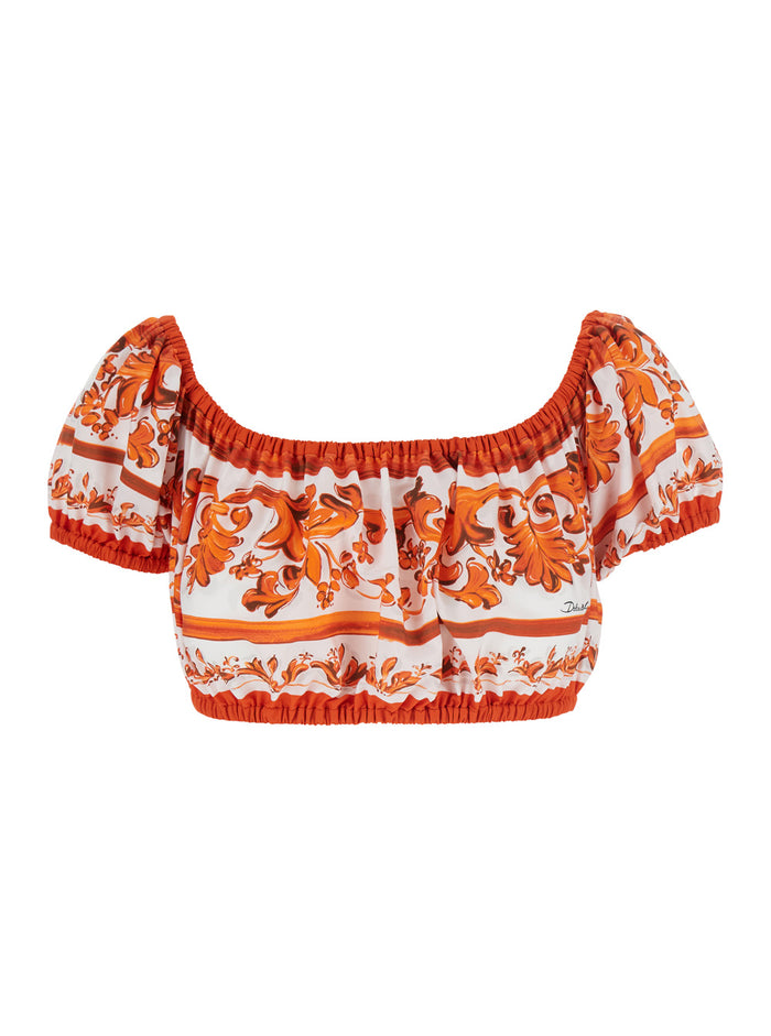 Maiolica Top Orange Tops