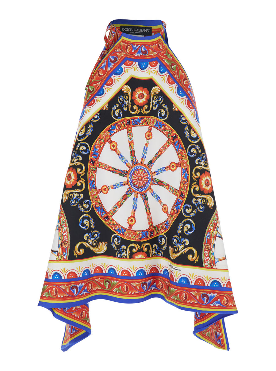 Sleeveless Silk Top Multicolour Tops